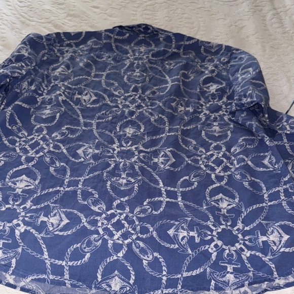 Gently Loved **Rare Print** Nautical Blue Button-Up Shirt by J. Mclaughlin - Picture 5 of 9